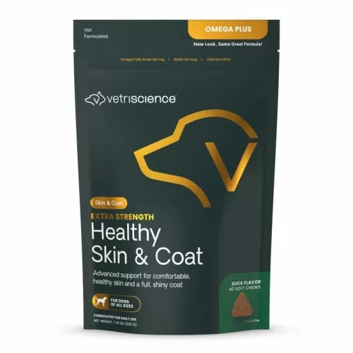 Extra Strength Healthy Skin & Coat Chews für Hunde mit Entengeschmack - 40 Stück